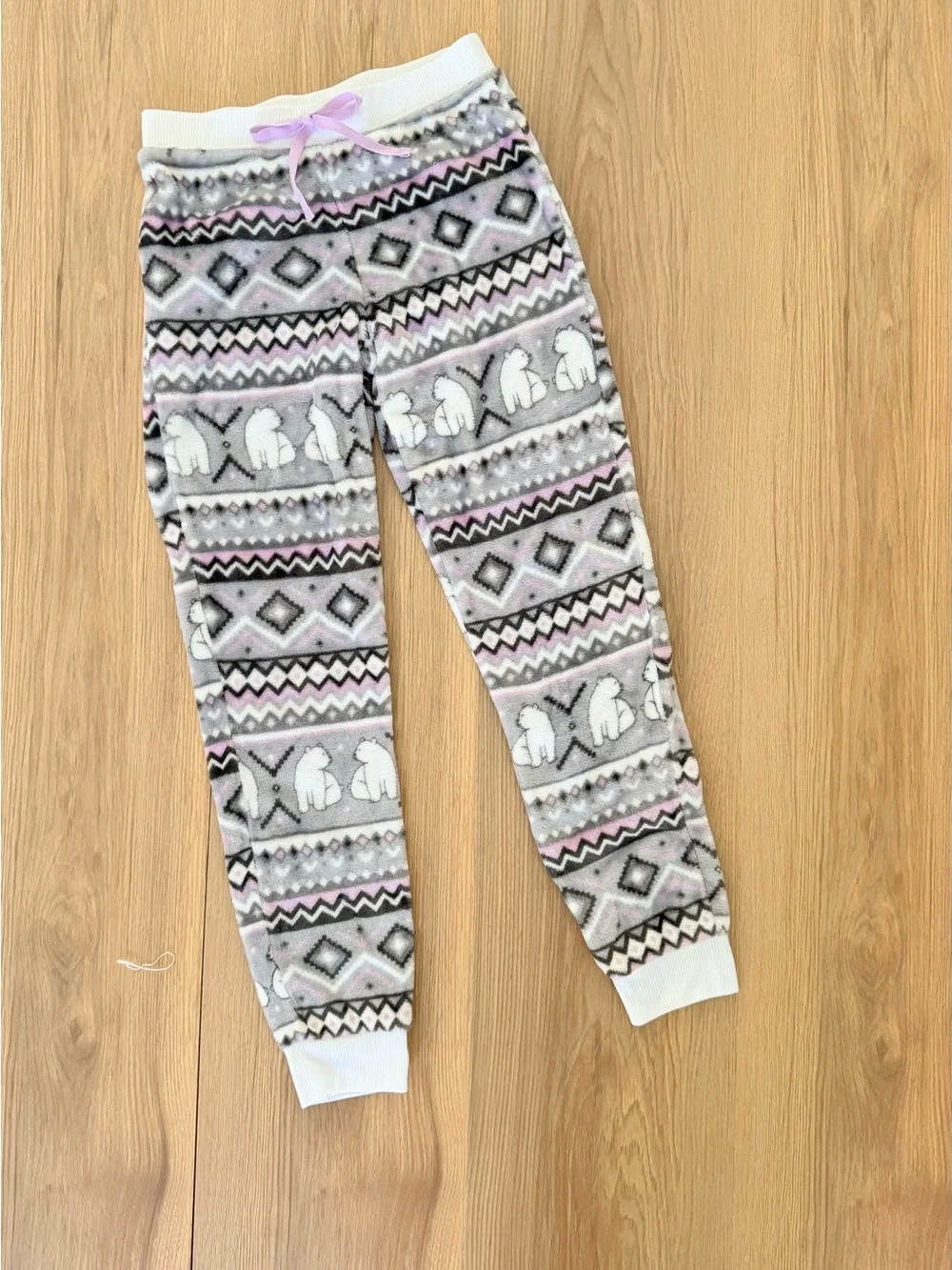 Justice White & Pink Polar Bear Fleece Pajama Set- Girls 12